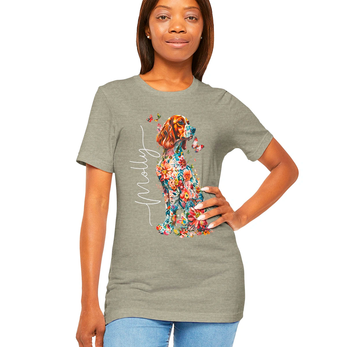 Red Setter Floral Personalized T shirt