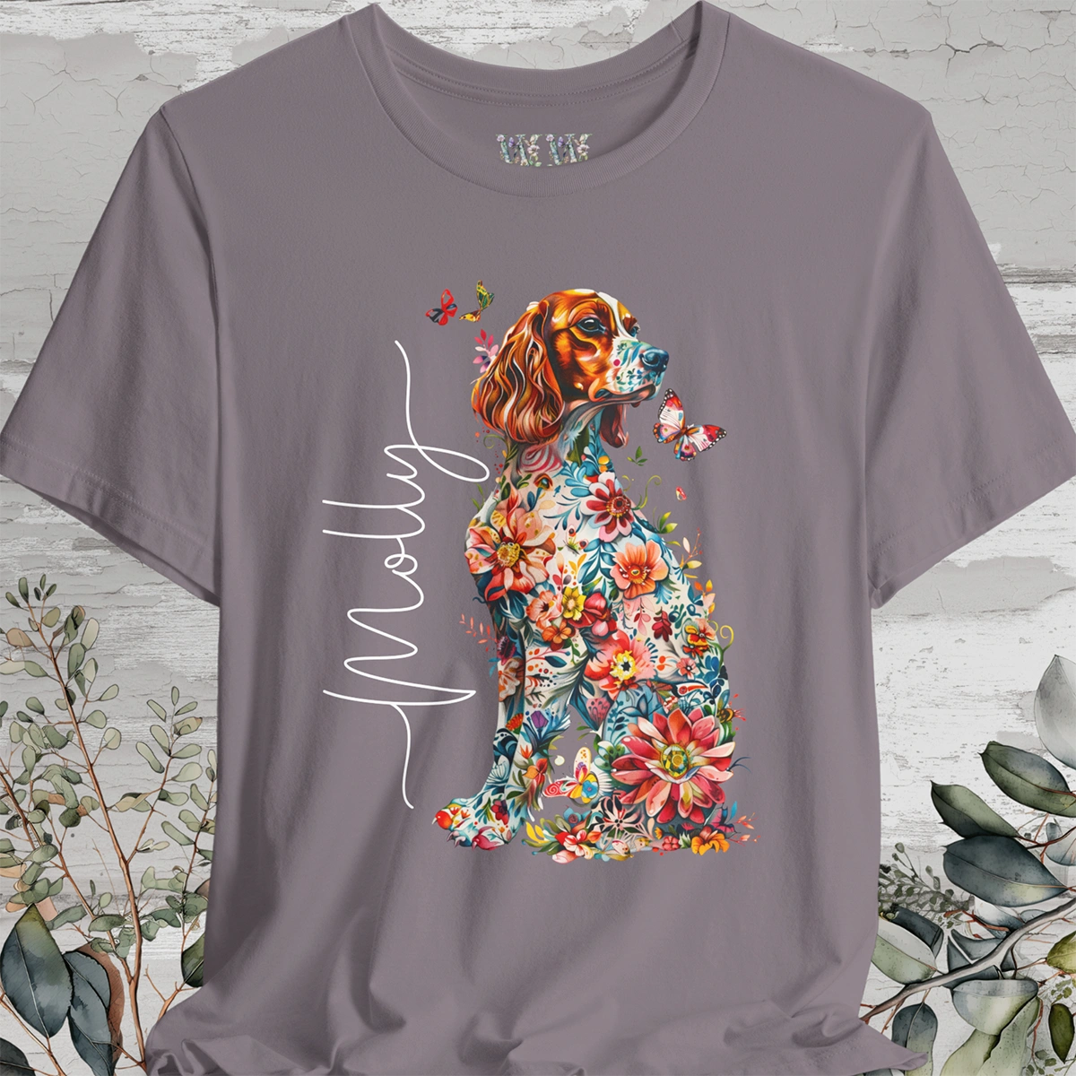 Red Setter Floral Personalized T shirt