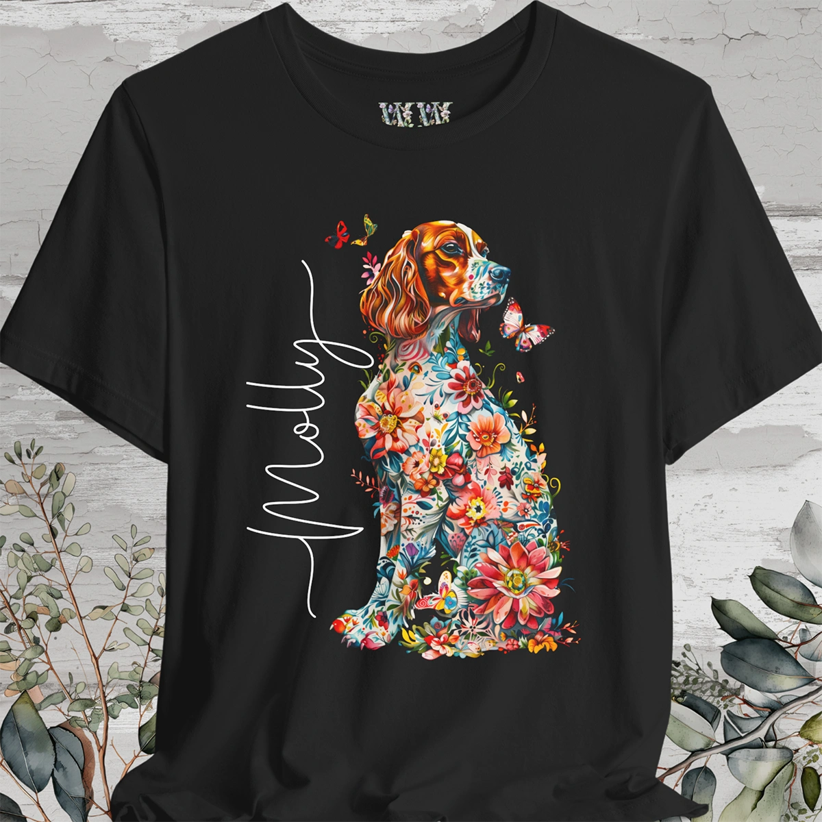 Red Setter Floral Personalized T shirt