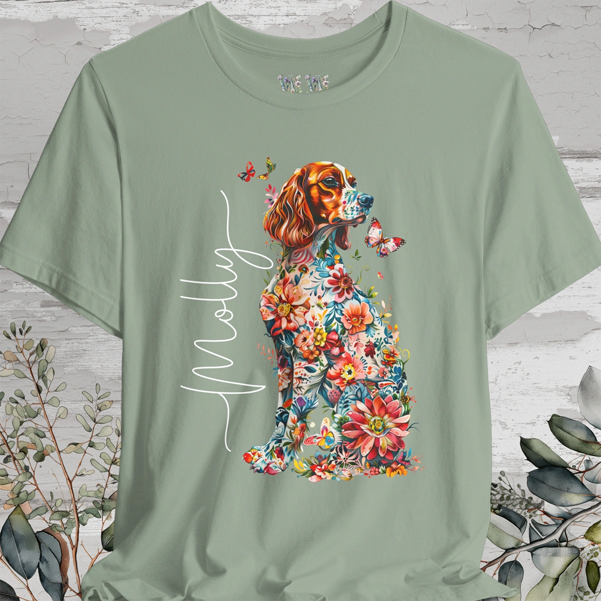 Red Setter Floral Personalized T shirt