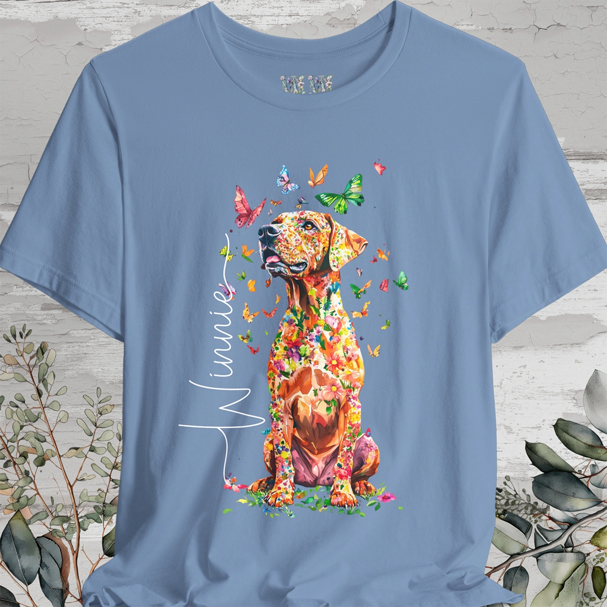 Rhodesian Ridgeback Floral Personalized T shirt