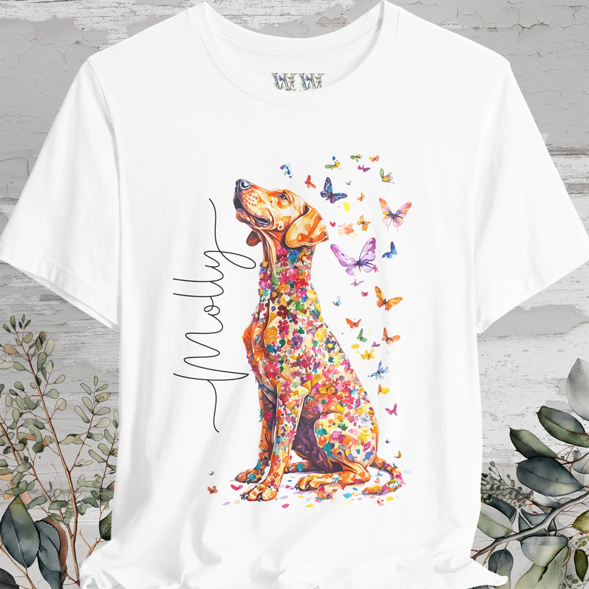 Rhodesian Ridgeback #2 Floral Personalized T shirt