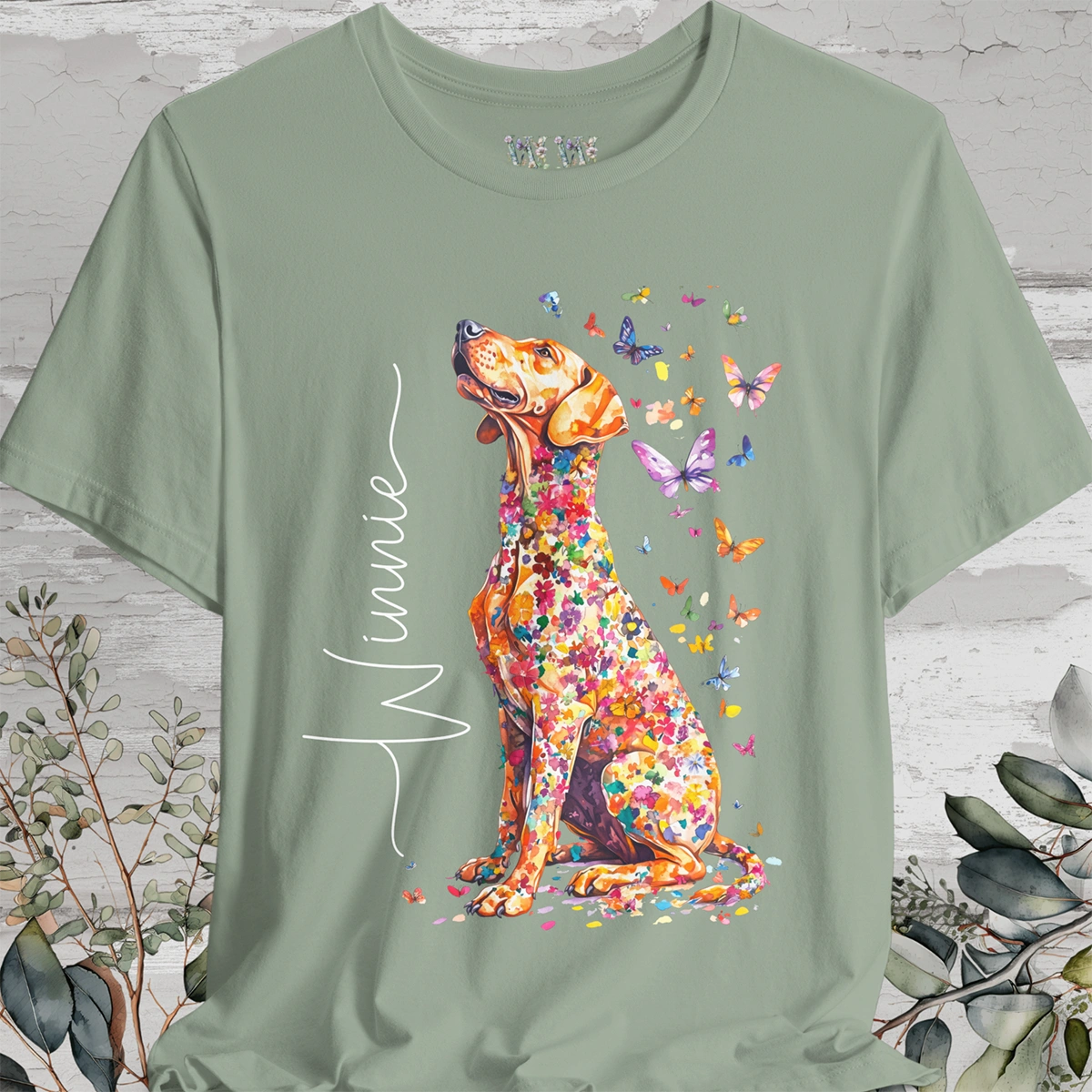 Rhodesian Ridgeback #2 Floral Personalized T shirt