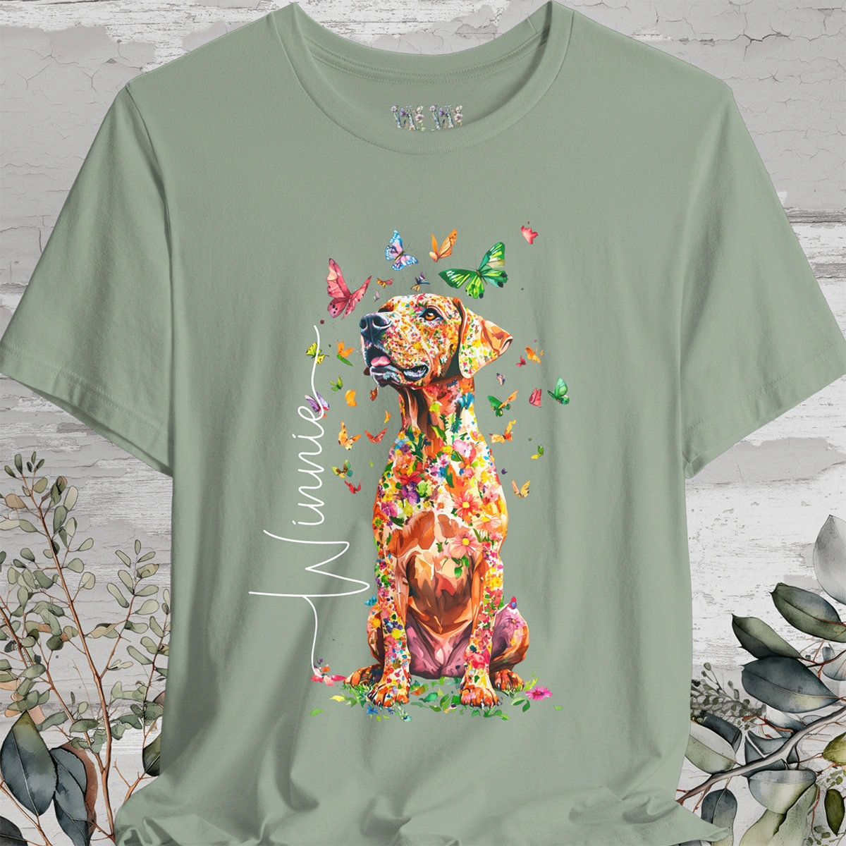 Rhodesian Ridgeback Floral Personalized T shirt