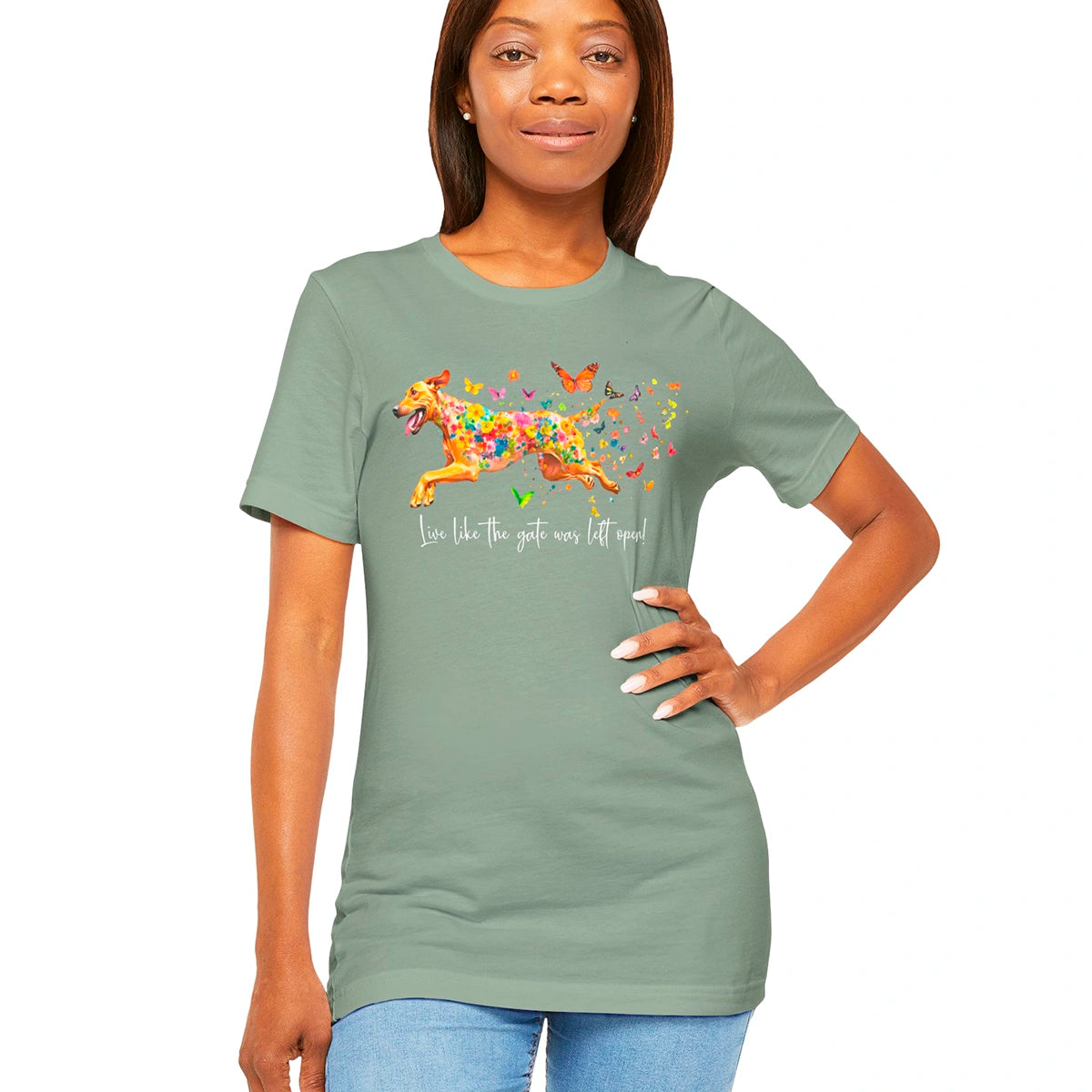 Rhodesian Ridgeback "Live like the gate was left open" Unisex T shirt