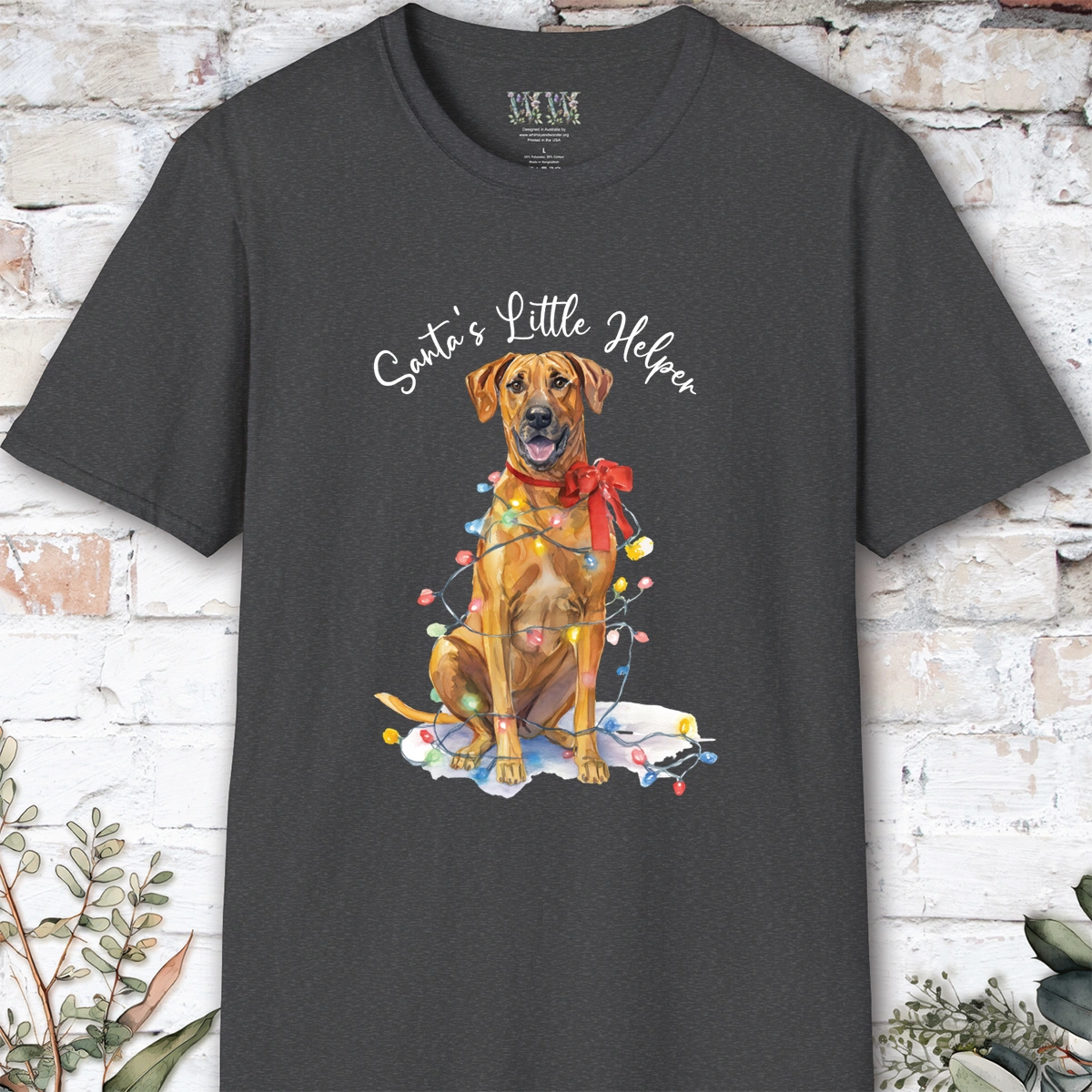 Rhodesian Ridgeback Santa's little helper. unisex T shirt