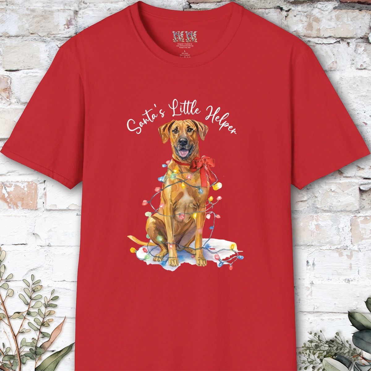 Rhodesian Ridgeback Santa's little helper. unisex T shirt