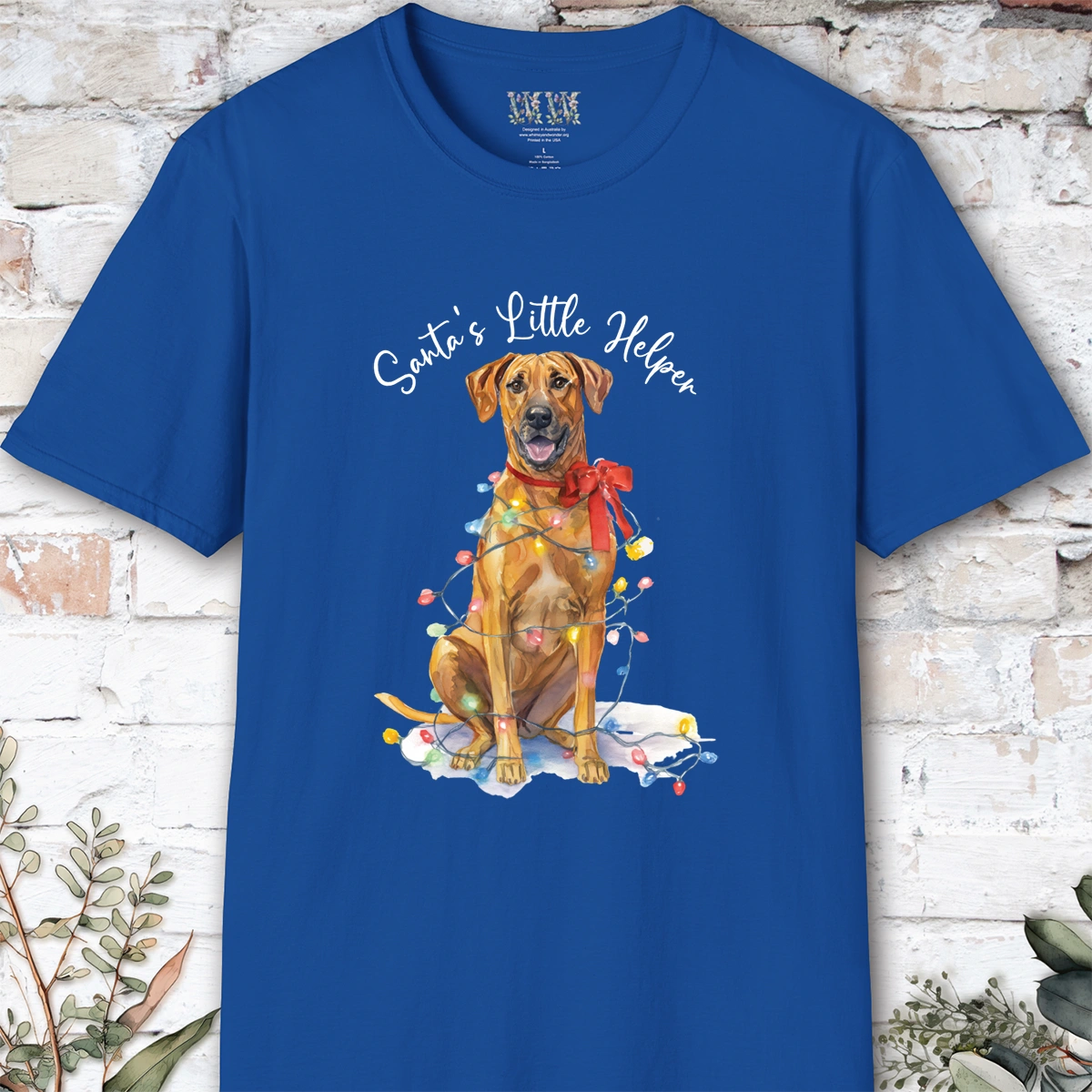 Rhodesian Ridgeback Santa's little helper. unisex T shirt