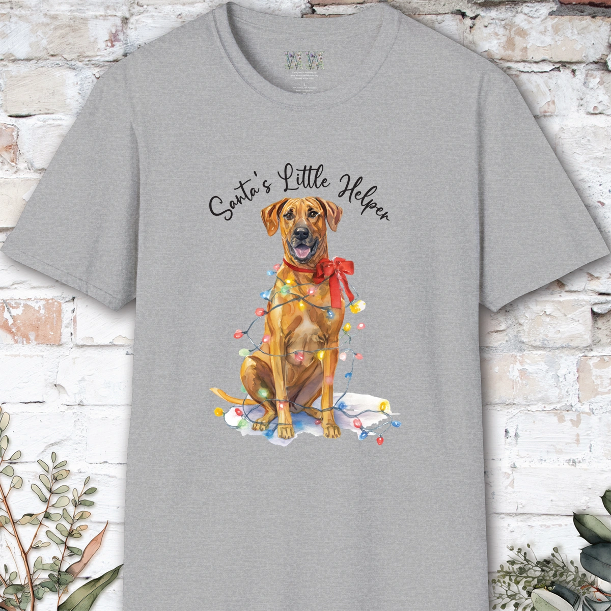 Rhodesian Ridgeback Santa's little helper. unisex T shirt
