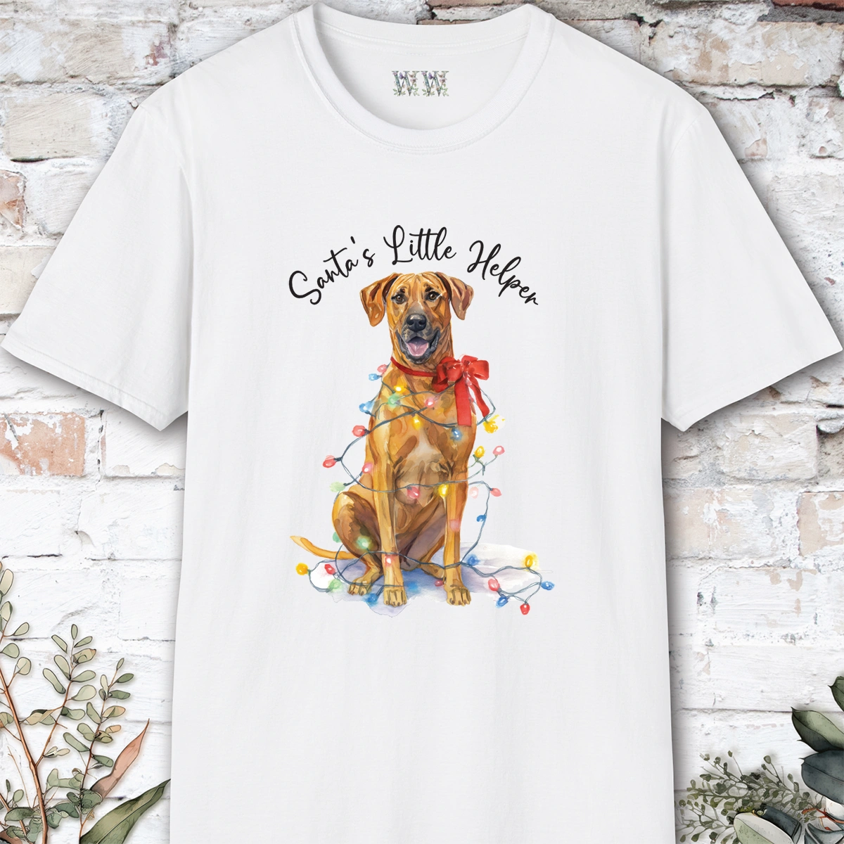 Rhodesian Ridgeback Santa's little helper. unisex T shirt