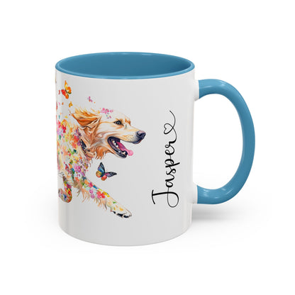 Golden Retriever running personalized colourful Mugs, 11oz