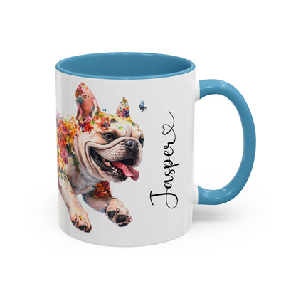 French Bulldog running personalized colourful Mugs, 11oz