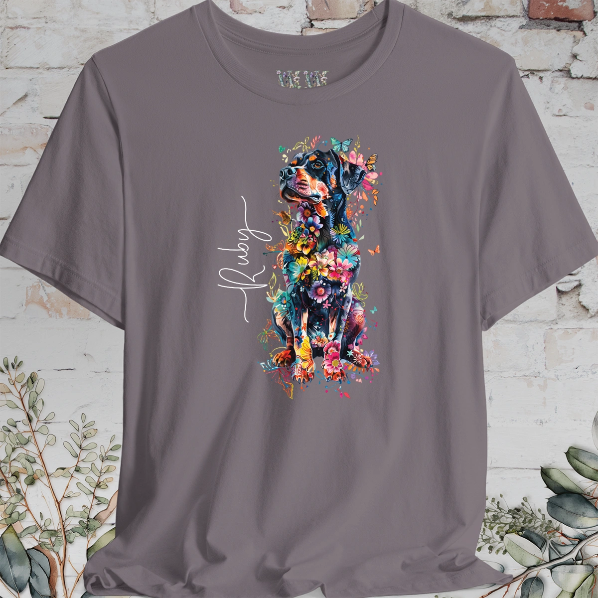 Rottweiler #1 Floral T shirt