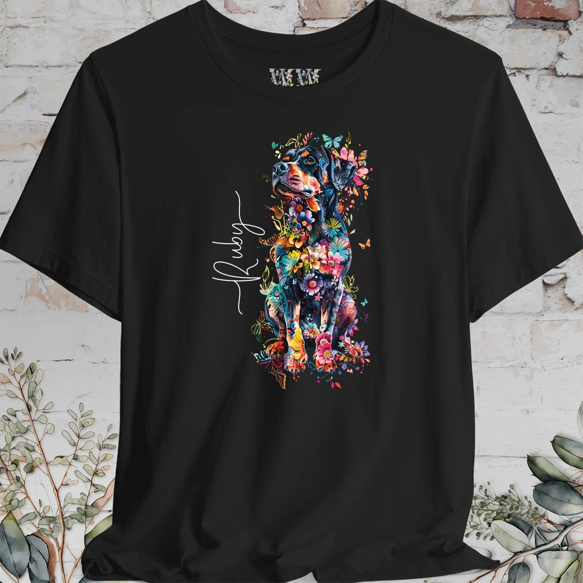 Rottweiler #1 Floral T shirt