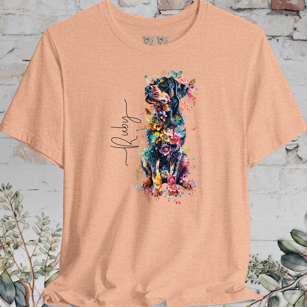 Rottweiler #1 Floral T shirt