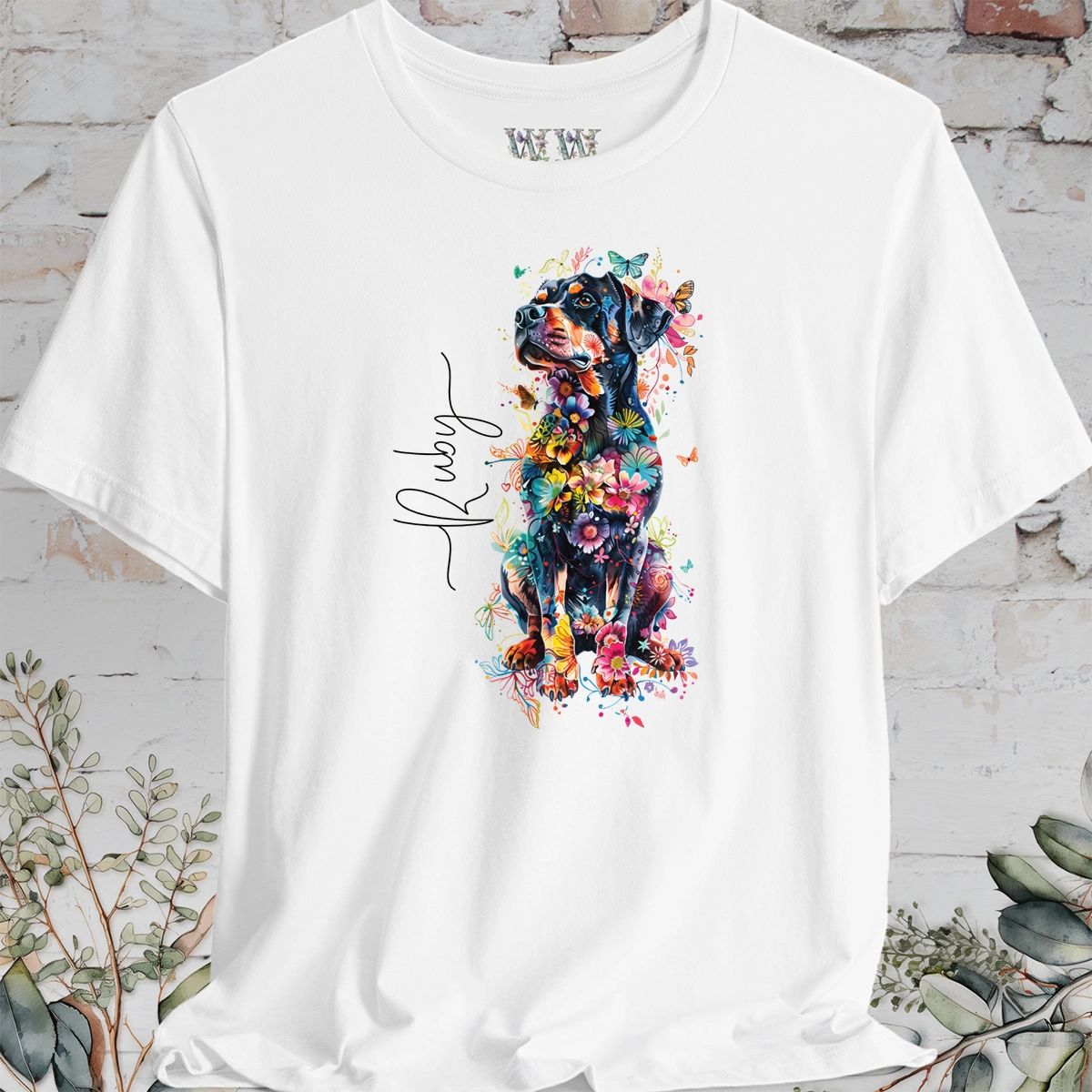 Rottweiler #1 Floral T shirt