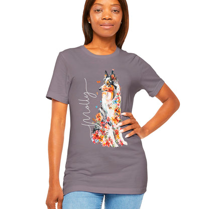 Rough Collie #1 Floral Personalized T shirt