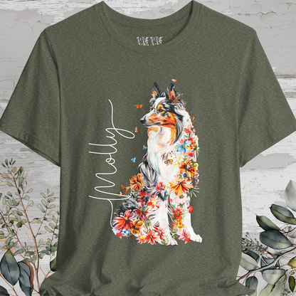 Rough Collie #1 Floral Personalized T shirt