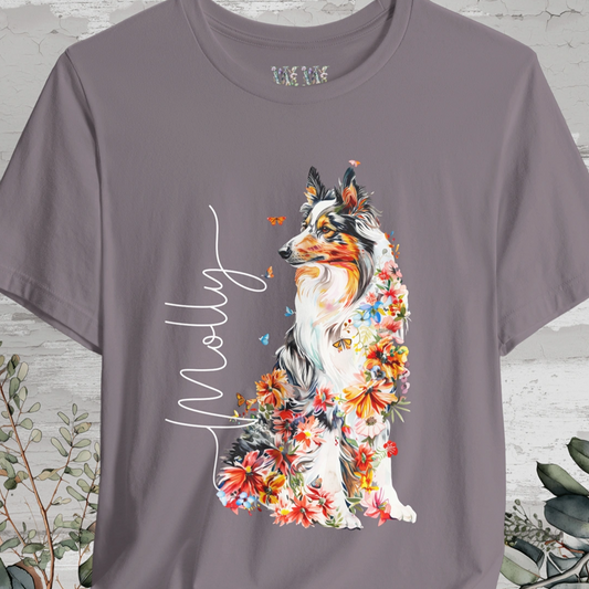 Rough Collie #1 Floral Personalized T shirt