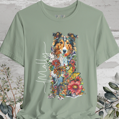 Rough Collie #2 Floral Personalized T shirt