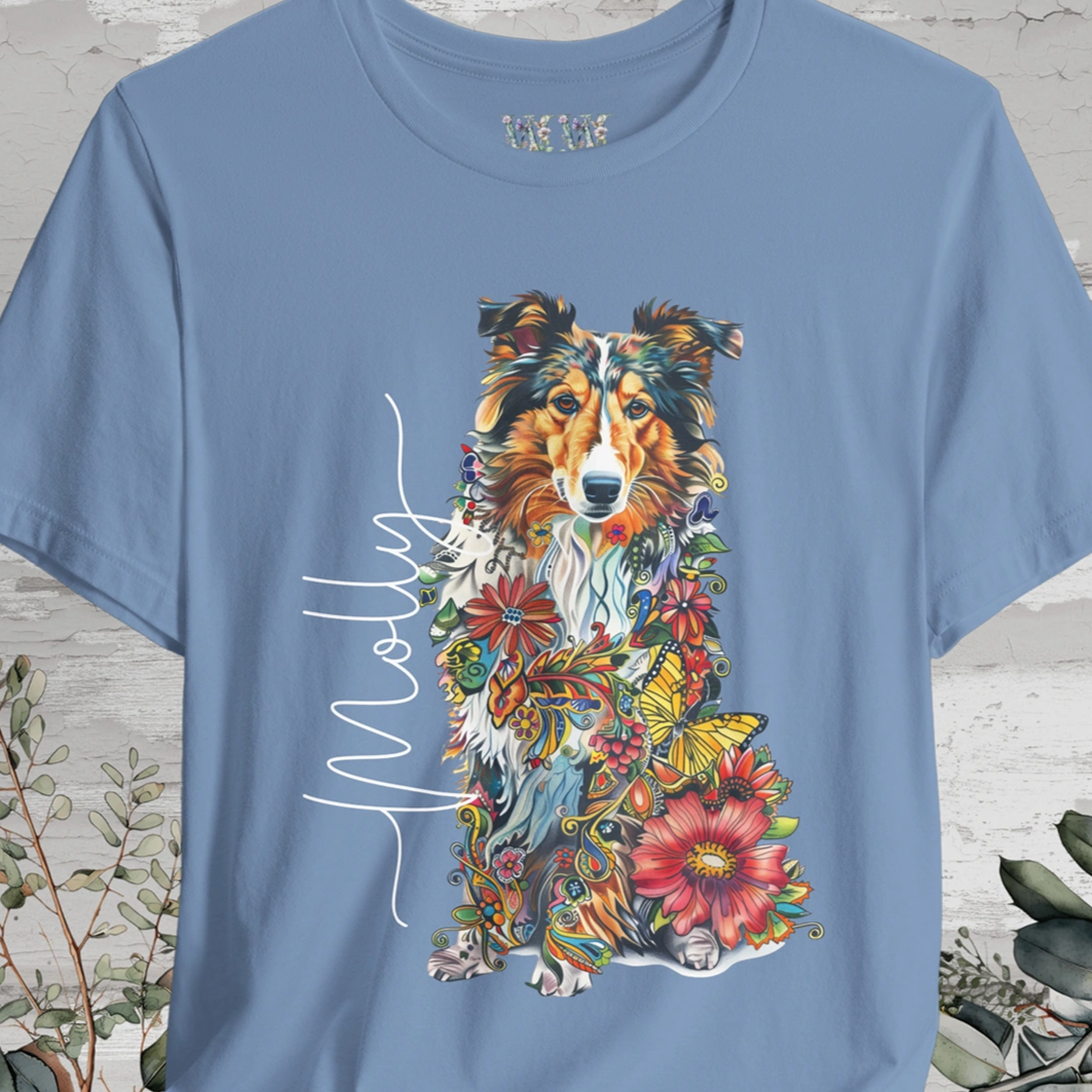 Rough Collie #2 Floral Personalized T shirt