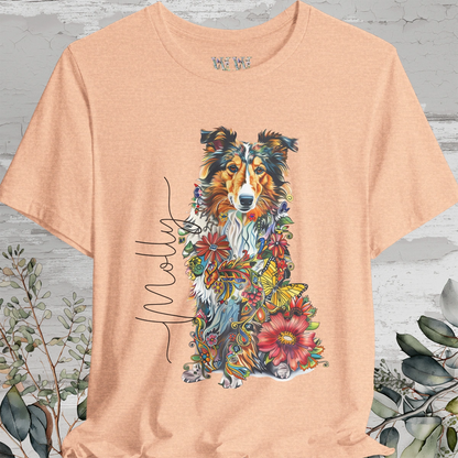 Rough Collie #2 Floral Personalized T shirt