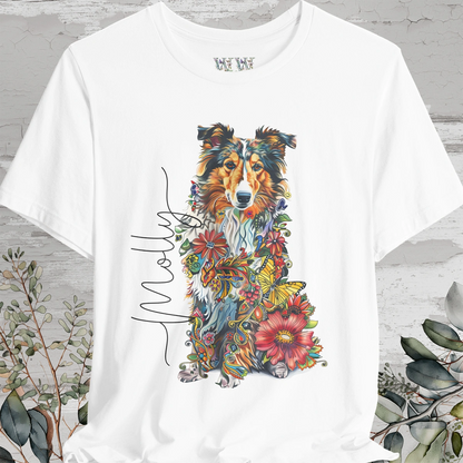 Rough Collie #2 Floral Personalized T shirt