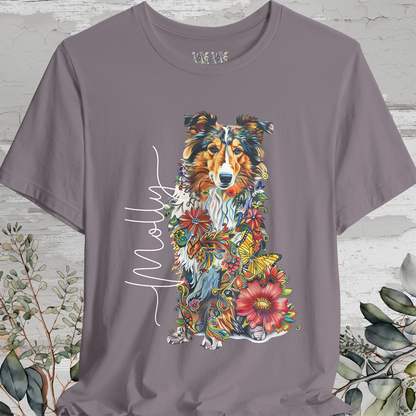 Rough Collie #2 Floral Personalized T shirt