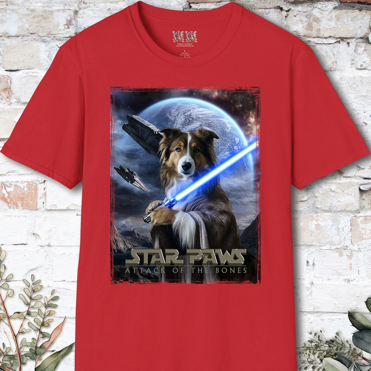 Rough Collie Star Paws Unisex T shirt