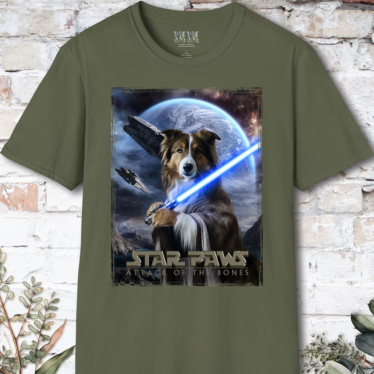 Rough Collie Star Paws Unisex T shirt