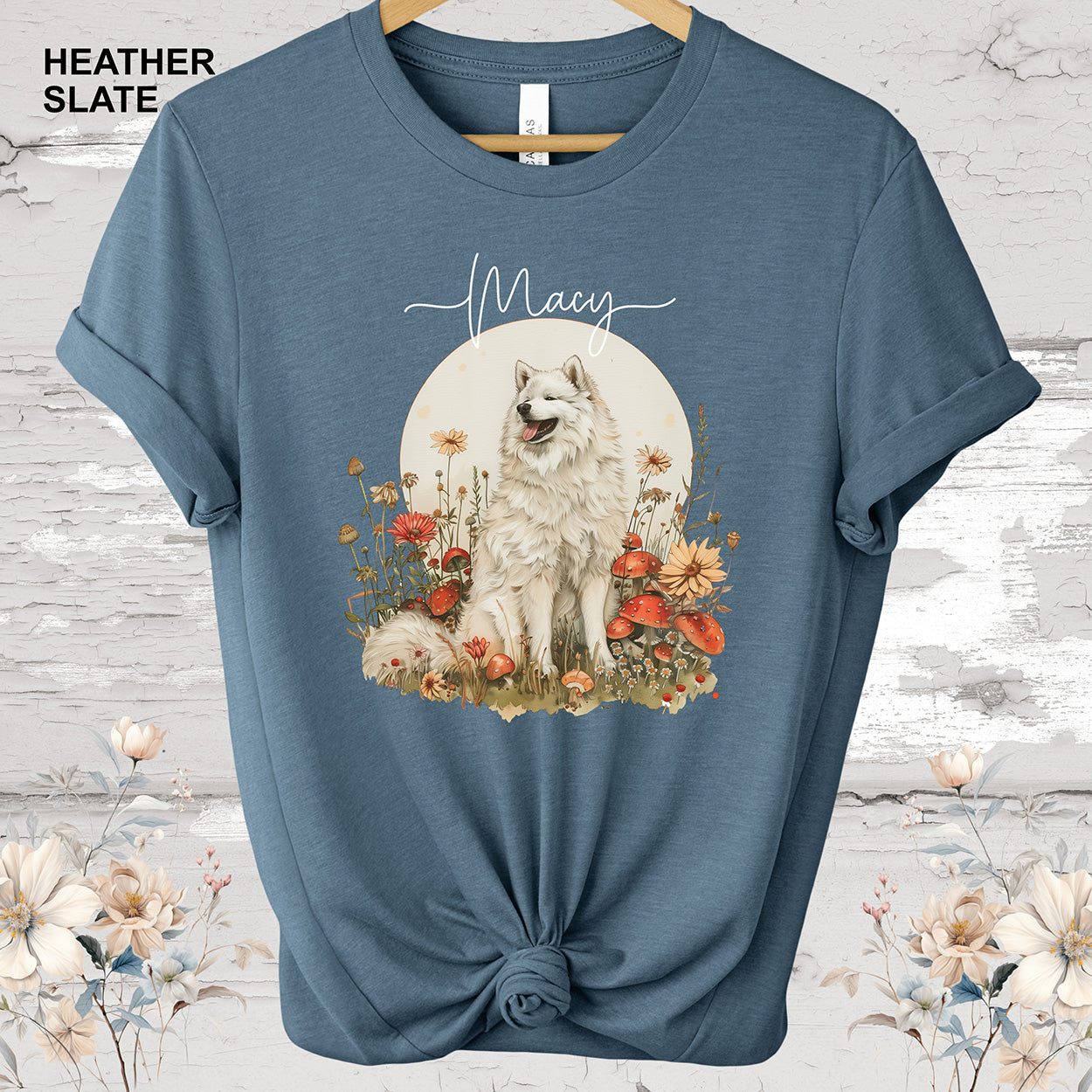 Samoyed Personalized Cottage Garden T shirt