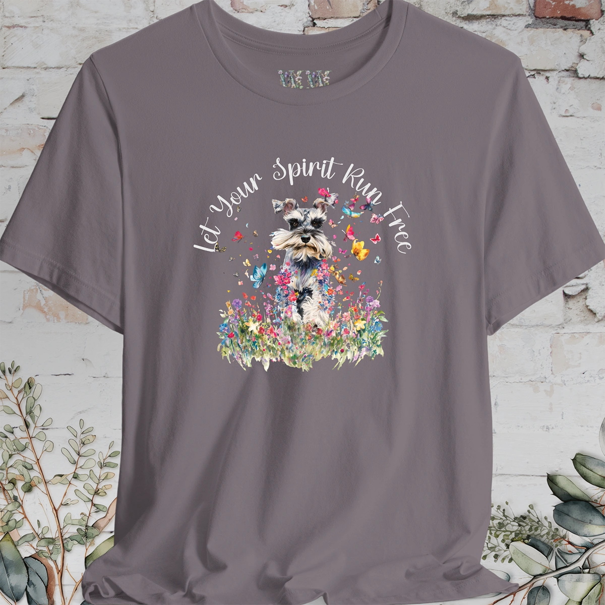 Schnauzer #2 'Let your spirit run free' T shirt