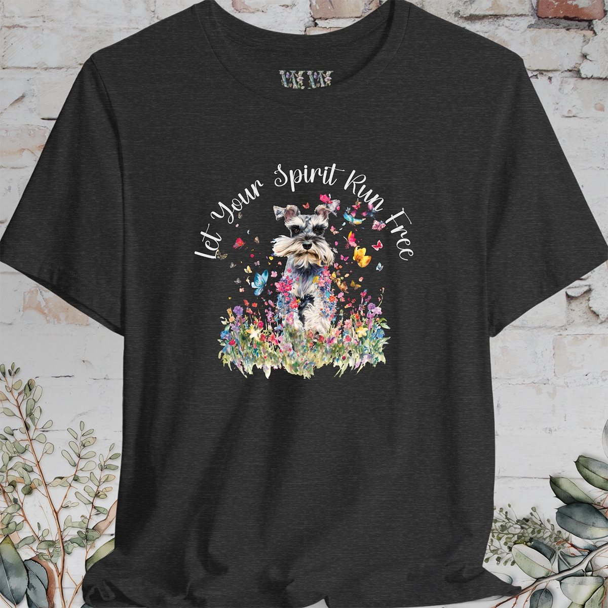 Schnauzer #2 'Let your spirit run free' T shirt