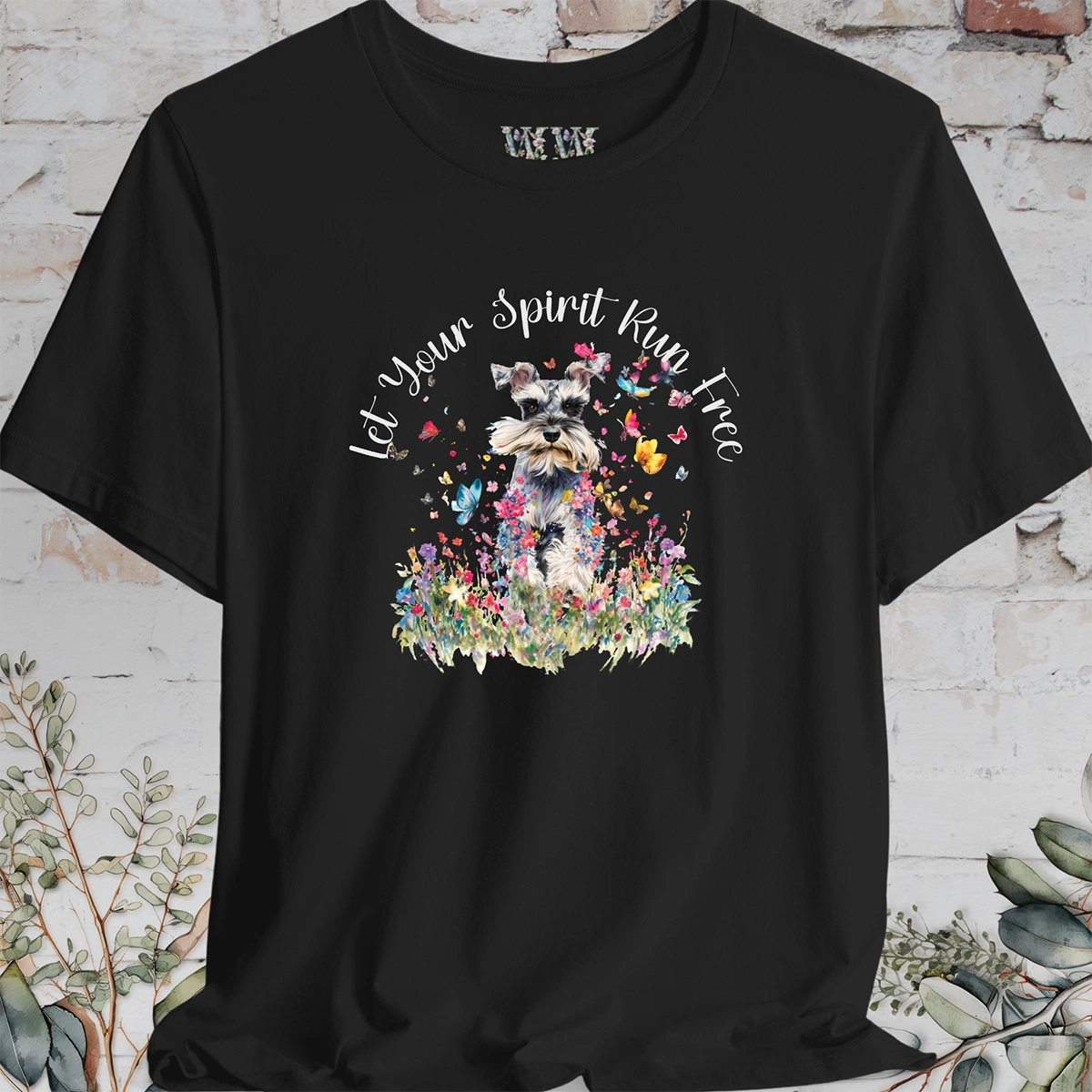 Schnauzer #2 'Let your spirit run free' T shirt