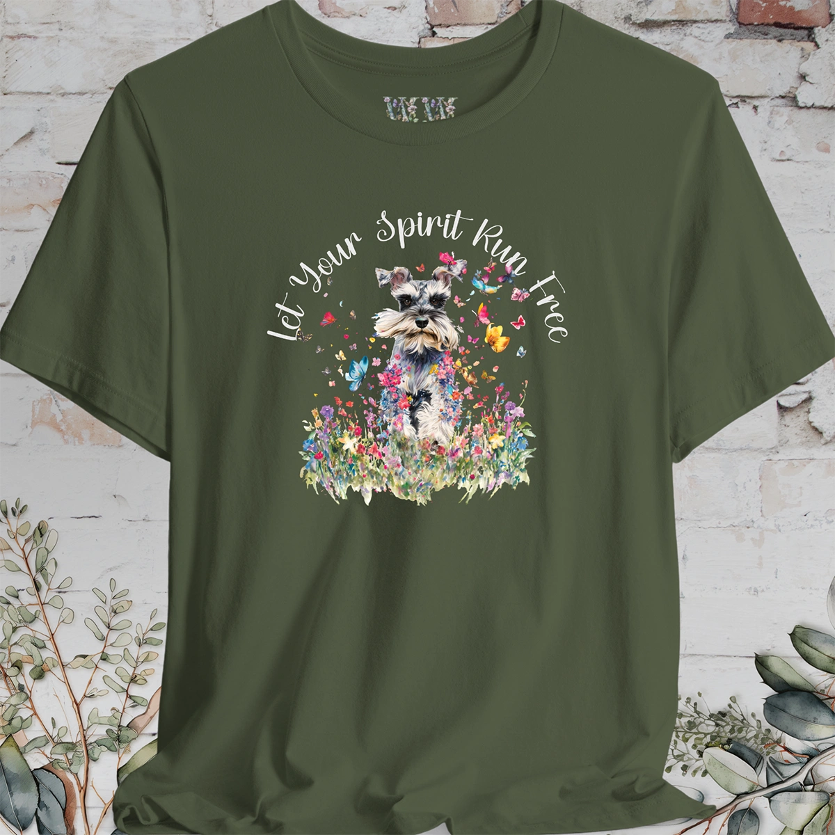 Schnauzer #2 'Let your spirit run free' T shirt