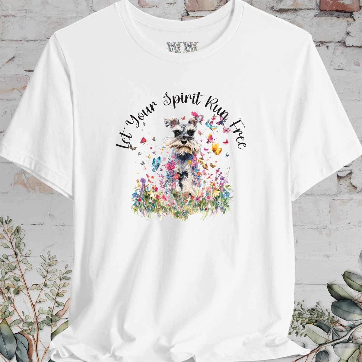 Schnauzer #2 'Let your spirit run free' T shirt