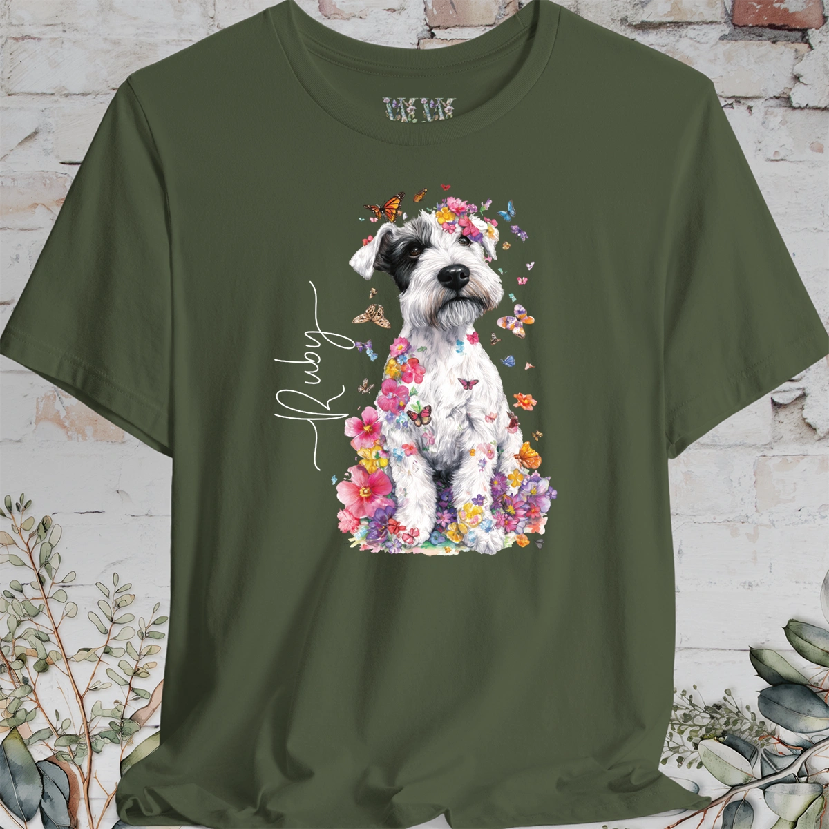 Sealyham Terrier Floral Personalized T shirt