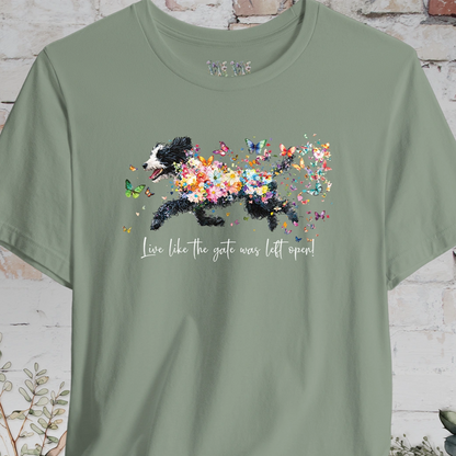 Sheepadoodle #2 "Live like the gate was left open" T shirt