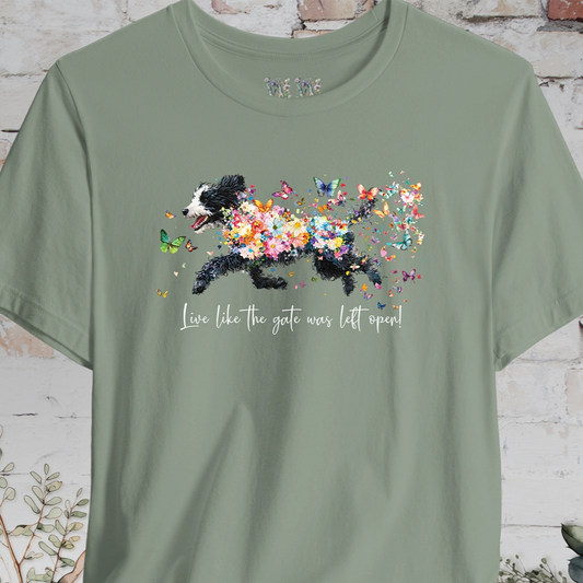 Sheepadoodle #2 "Live like the gate was left open" T shirt