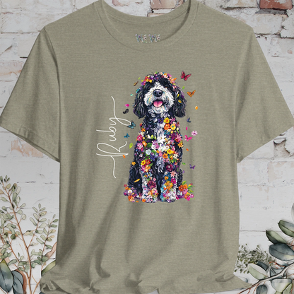 Sheepadoodle #2 Floral Butterfly personalized unisex T shirt