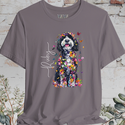 Sheepadoodle #2 Floral Butterfly personalized unisex T shirt