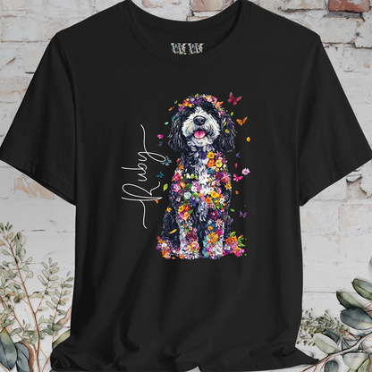 Sheepadoodle #2 Floral Butterfly personalized unisex T shirt