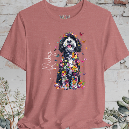Sheepadoodle #2 Floral Butterfly personalized unisex T shirt