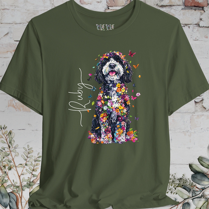 Sheepadoodle #2 Floral Butterfly personalized unisex T shirt
