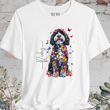 Sheepadoodle #2 Floral Butterfly personalized unisex T shirt