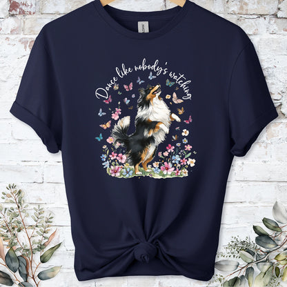Shetland Sheepdog #3 (Tri colour) "Dance like nobody's watching" unisex T shirt