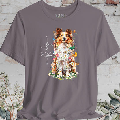 Shetland Sheepdog #6 Floral Personalized T shirt