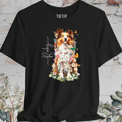 Shetland Sheepdog #6 Floral Personalized T shirt