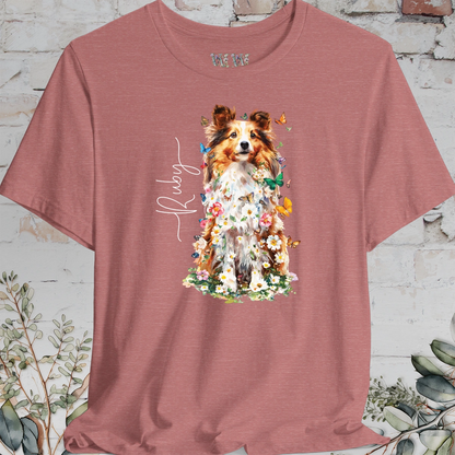 Shetland Sheepdog #6 Floral Personalized T shirt