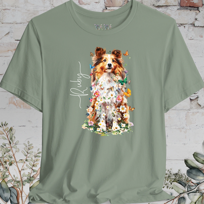 Shetland Sheepdog #6 Floral Personalized T shirt
